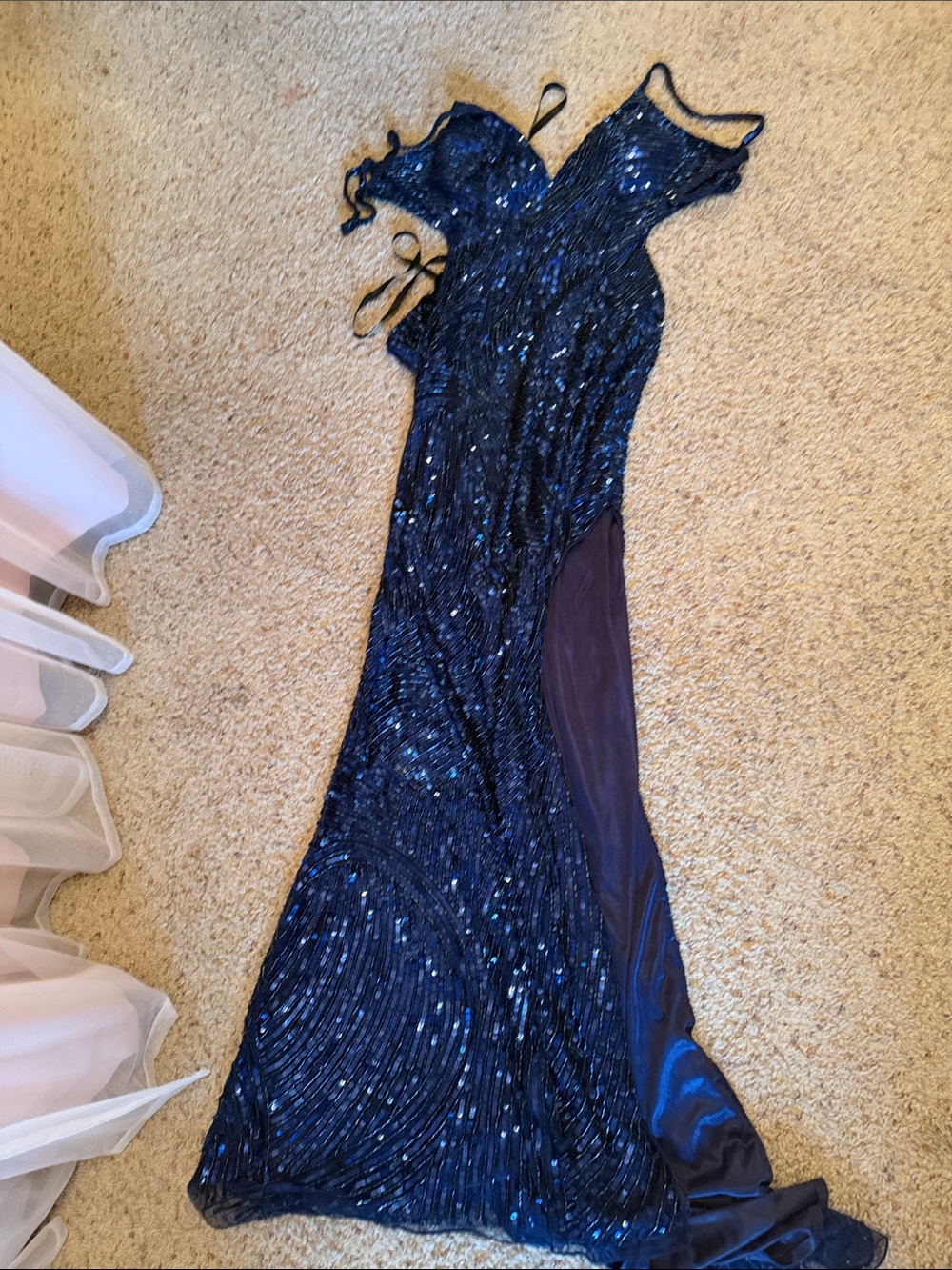 Primavera Couture Midnight Navy Sequin Prom Gown